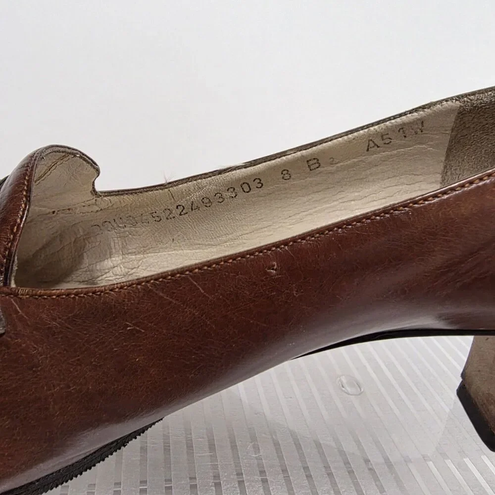 Salvatore Ferragamo Brown Leather Pumps Heels Women 8B Made Italy Comfort Chic